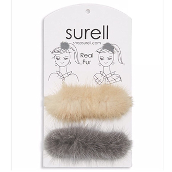Surell Accessories - Surell Ponytail Holder Mink Fur Knit Scrunchie Set